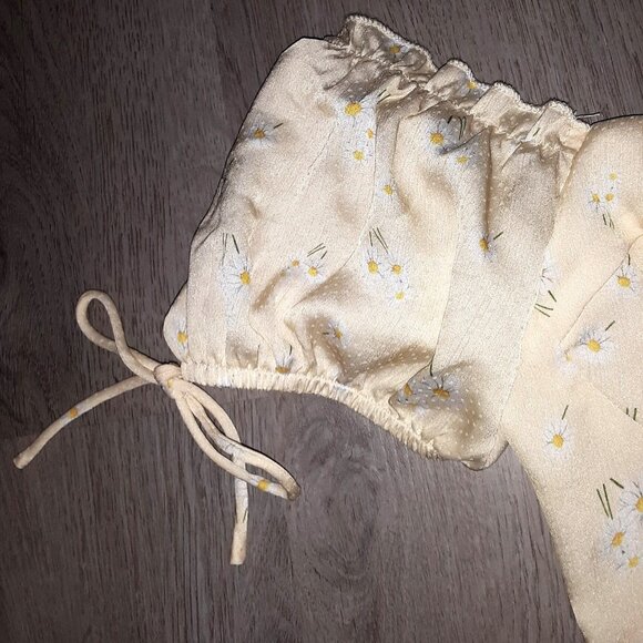 Lot of Princess Polly Yellow Floral Print Cropped Corset Tops Size 4 Puff Sleeve - Picture 4 of 9